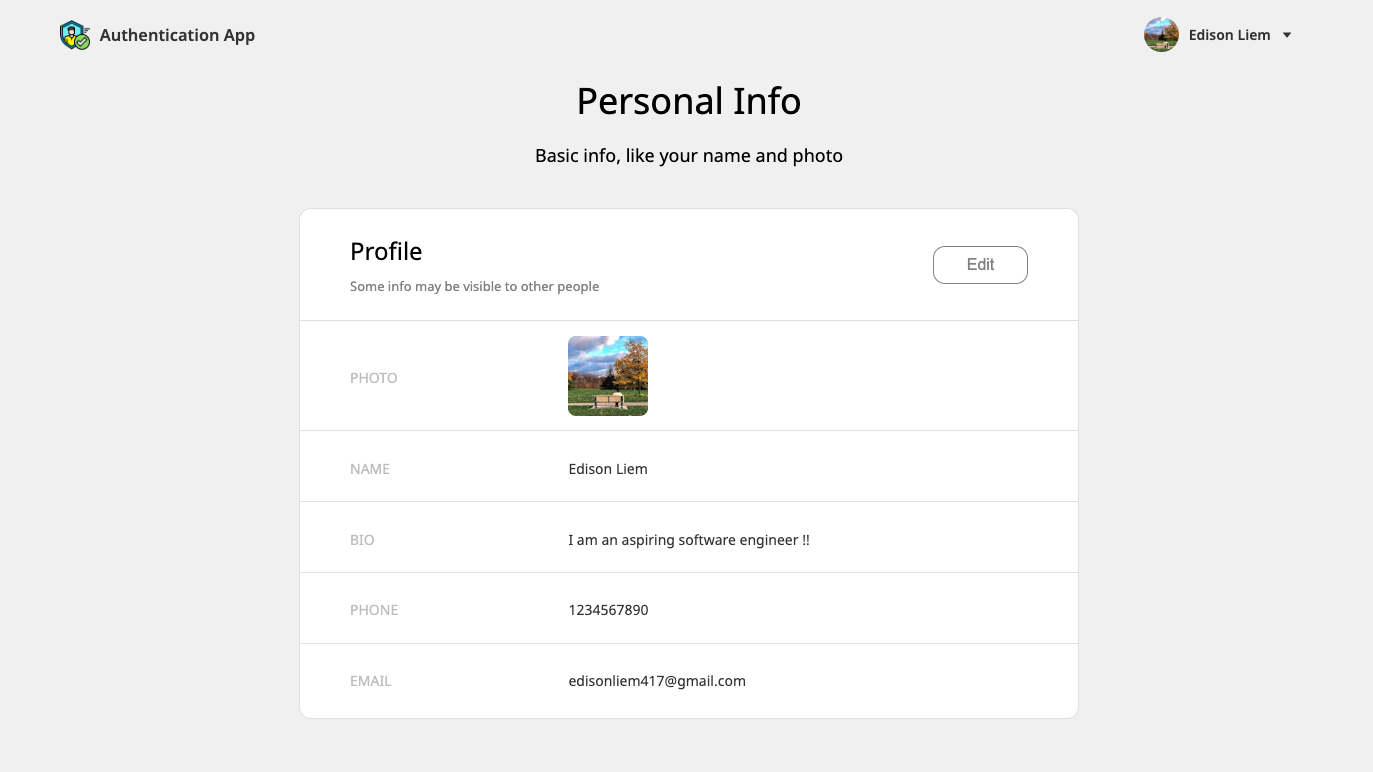 Authentication App Display